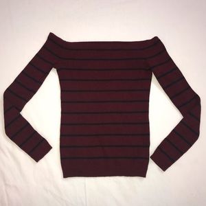 AE Striped Burgundy Off-Shoulder Top!